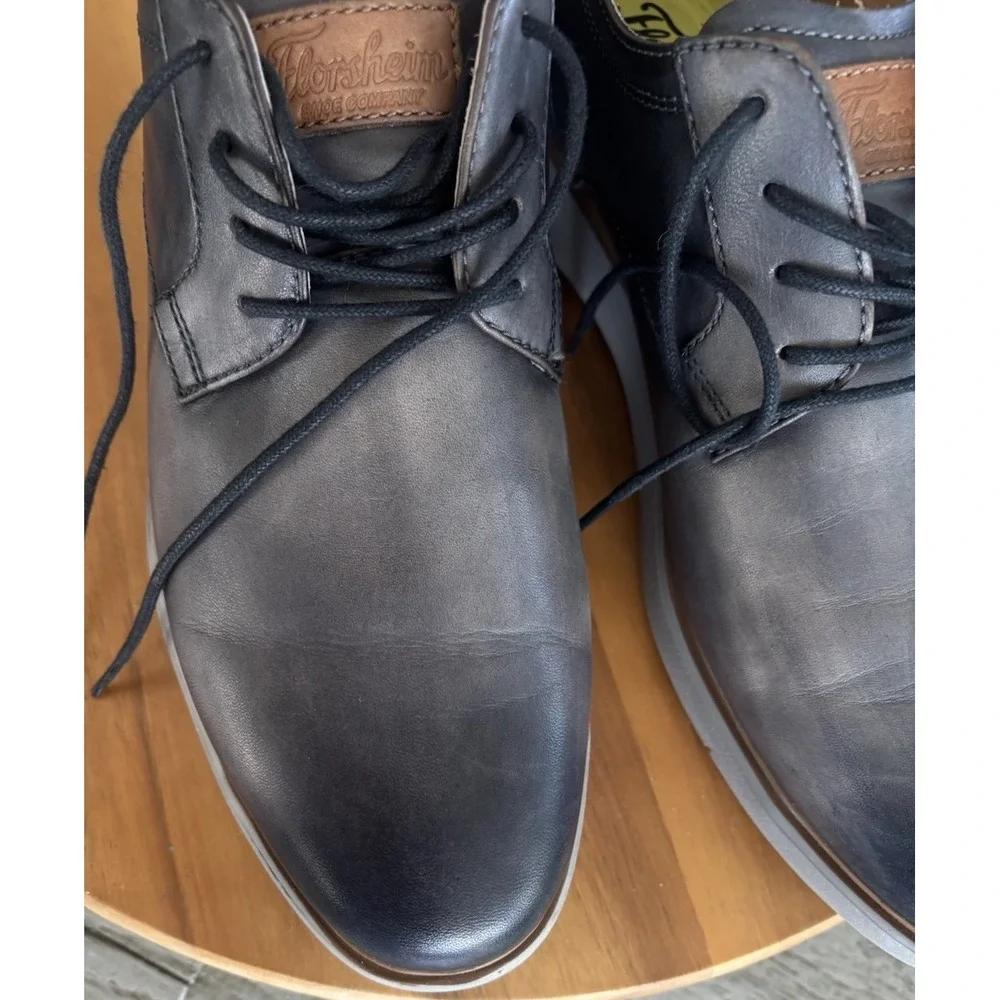 Florsheim Comfortech Leather Grey Oxford Lace Shoes Mens Size 7.5M EOC